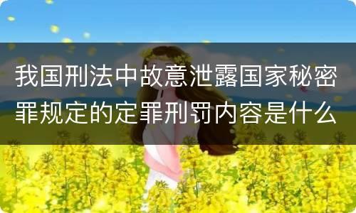 我国刑法中故意泄露国家秘密罪规定的定罪刑罚内容是什么