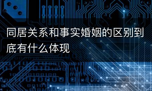 同居关系和事实婚姻的区别到底有什么体现
