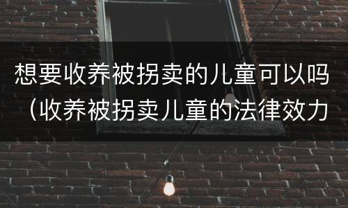 想要收养被拐卖的儿童可以吗（收养被拐卖儿童的法律效力）