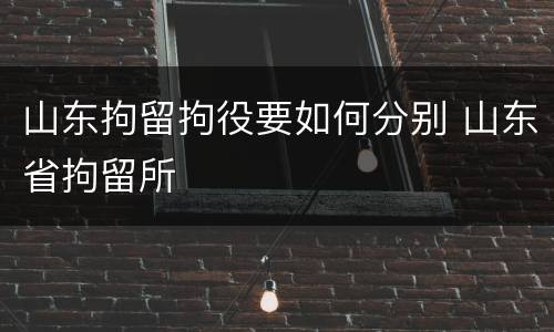山东拘留拘役要如何分别 山东省拘留所
