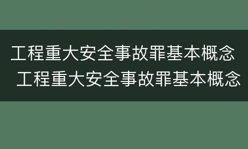 工程重大安全事故罪基本概念 工程重大安全事故罪基本概念是