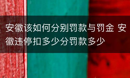 安徽该如何分别罚款与罚金 安徽违停扣多少分罚款多少