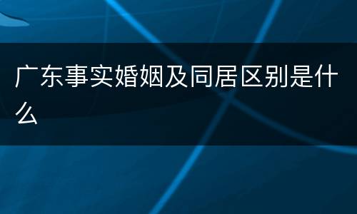 广东事实婚姻及同居区别是什么