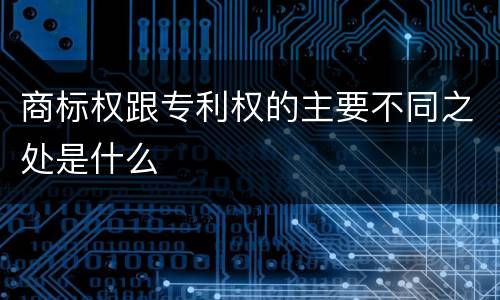 商标权跟专利权的主要不同之处是什么