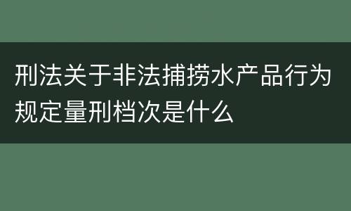 刑法关于非法捕捞水产品行为规定量刑档次是什么
