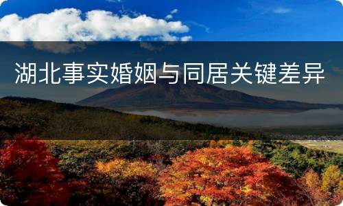 湖北事实婚姻与同居关键差异