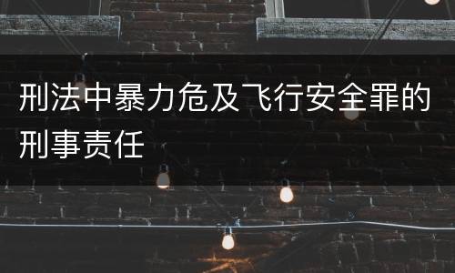 刑法中暴力危及飞行安全罪的刑事责任