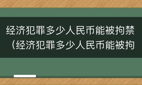 经济犯罪多少人民币能被拘禁（经济犯罪多少人民币能被拘禁下来）