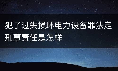 犯了过失损坏电力设备罪法定刑事责任是怎样
