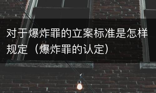 对于爆炸罪的立案标准是怎样规定（爆炸罪的认定）