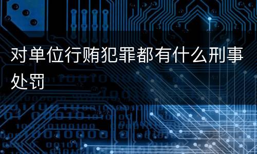 对单位行贿犯罪都有什么刑事处罚