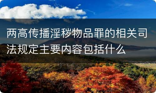 两高传播淫秽物品罪的相关司法规定主要内容包括什么