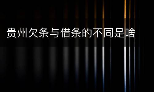 贵州欠条与借条的不同是啥