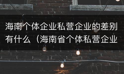 海南个体企业私营企业的差别有什么（海南省个体私营企业协会）