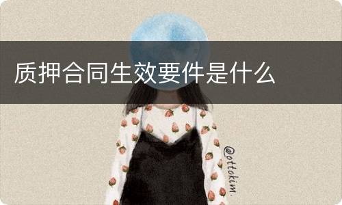 质押合同生效要件是什么