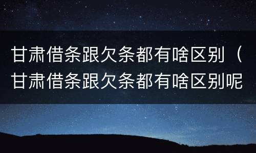 甘肃借条跟欠条都有啥区别（甘肃借条跟欠条都有啥区别呢）