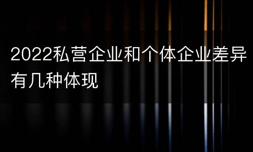 2022私营企业和个体企业差异有几种体现