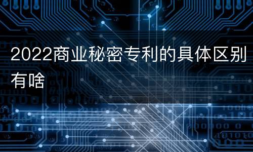 2022商业秘密专利的具体区别有啥