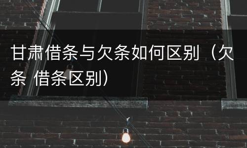 甘肃借条与欠条如何区别（欠条 借条区别）