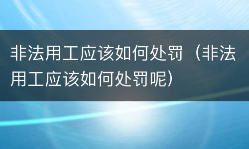 非法用工应该如何处罚（非法用工应该如何处罚呢）