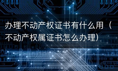 办理不动产权证书有什么用（不动产权属证书怎么办理）