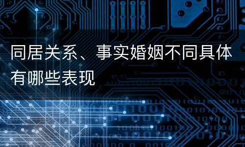 同居关系、事实婚姻不同具体有哪些表现