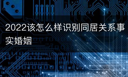 2022该怎么样识别同居关系事实婚姻