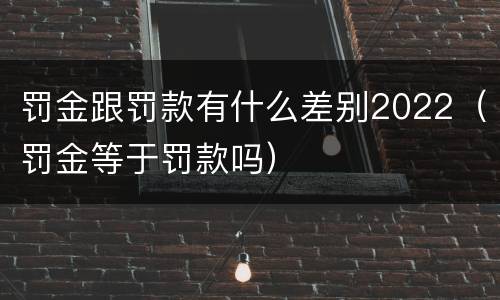罚金跟罚款有什么差别2022（罚金等于罚款吗）