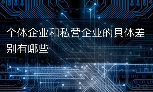 个体企业和私营企业的具体差别有哪些