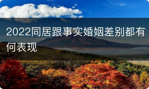 2022同居跟事实婚姻差别都有何表现