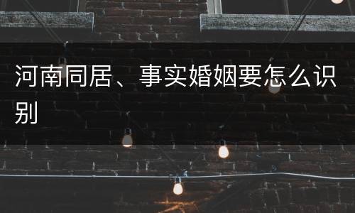 河南同居、事实婚姻要怎么识别