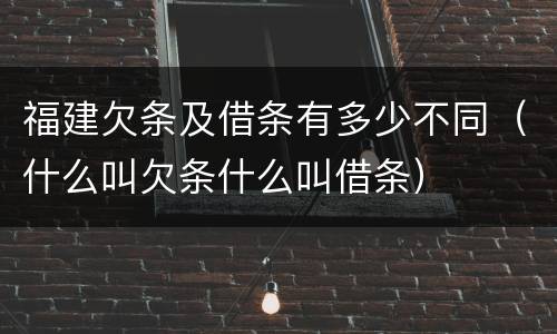 福建欠条及借条有多少不同（什么叫欠条什么叫借条）