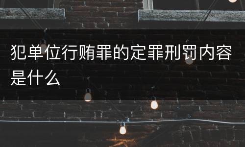 犯单位行贿罪的定罪刑罚内容是什么
