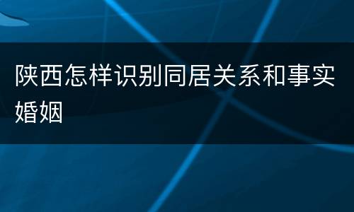 陕西怎样识别同居关系和事实婚姻
