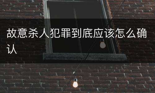 故意杀人犯罪到底应该怎么确认