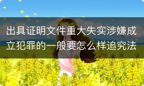 出具证明文件重大失实涉嫌成立犯罪的一般要怎么样追究法律责任