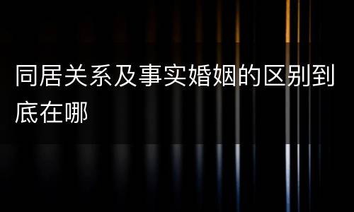 同居关系及事实婚姻的区别到底在哪