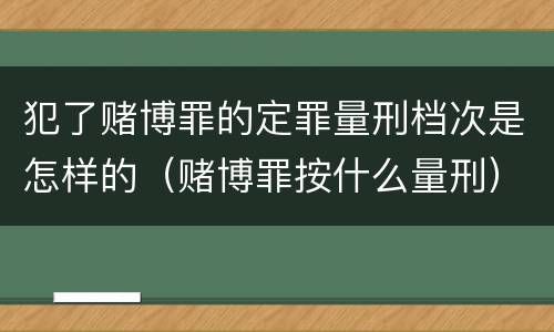 犯了赌博罪的定罪量刑档次是怎样的（赌博罪按什么量刑）