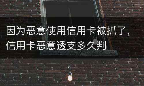 因为恶意使用信用卡被抓了，信用卡恶意透支多久判