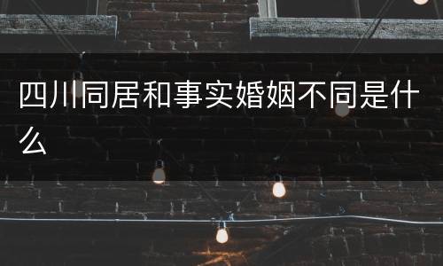 四川同居和事实婚姻不同是什么