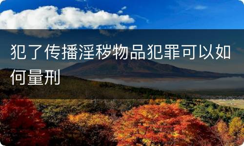 犯了传播淫秽物品犯罪可以如何量刑