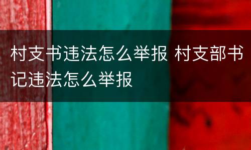 村支书违法怎么举报 村支部书记违法怎么举报