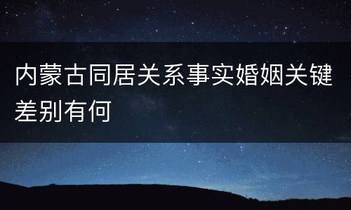 内蒙古同居关系事实婚姻关键差别有何