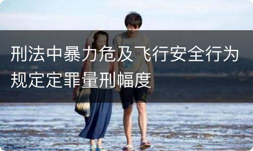 刑法中暴力危及飞行安全行为规定定罪量刑幅度
