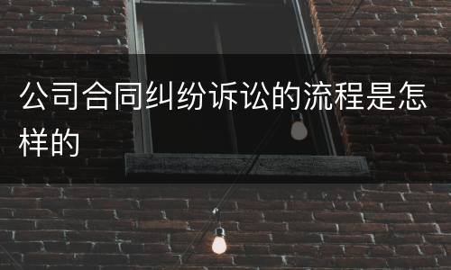 公司合同纠纷诉讼的流程是怎样的