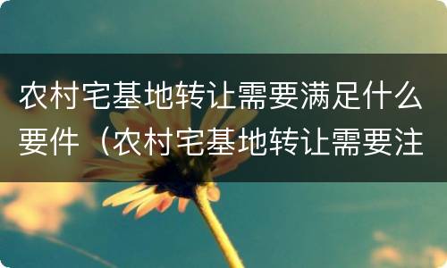 农村宅基地转让需要满足什么要件（农村宅基地转让需要注意什么）