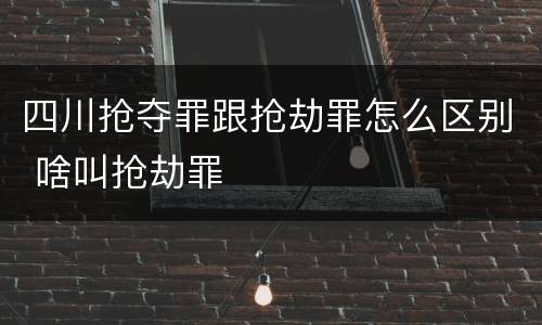 四川抢夺罪跟抢劫罪怎么区别 啥叫抢劫罪