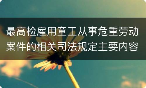 最高检雇用童工从事危重劳动案件的相关司法规定主要内容都有哪些