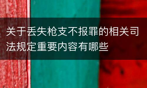 关于丢失枪支不报罪的相关司法规定重要内容有哪些