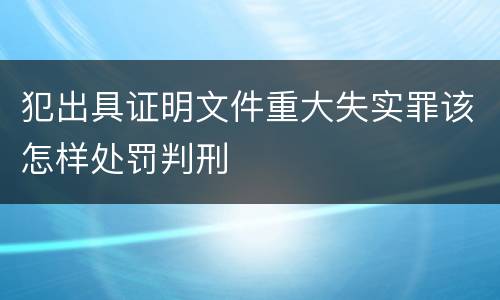 犯出具证明文件重大失实罪该怎样处罚判刑